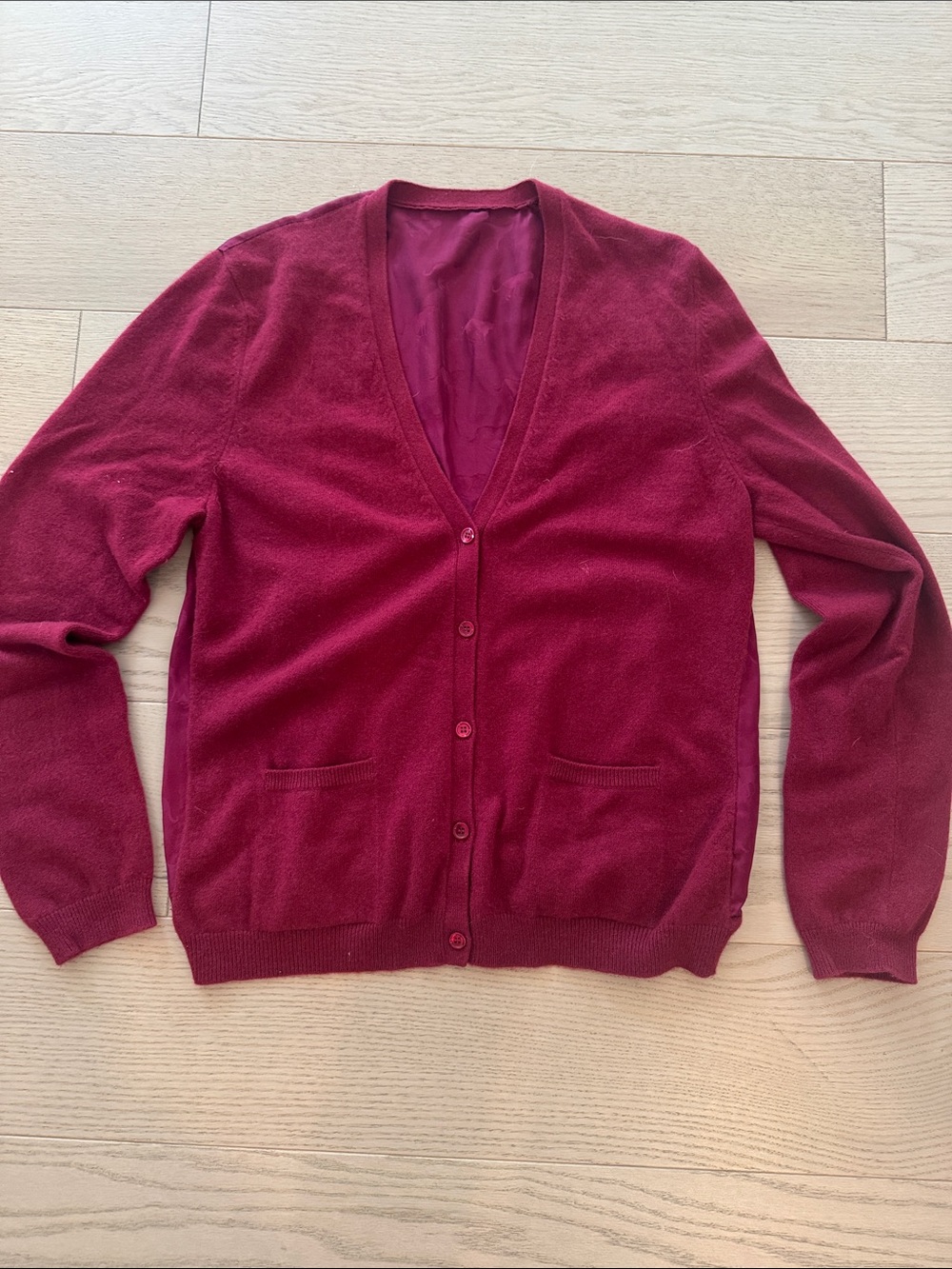 Women's Classic V-Neck Button Cardigan - Deep Berry